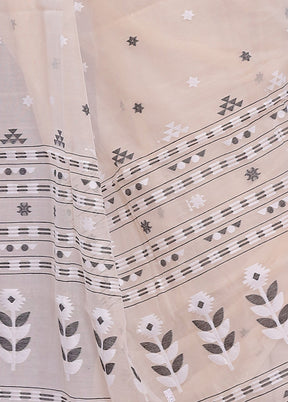 Cream Tant Cotton Saree Without Blouse Piece - Indian Silk House Agencies