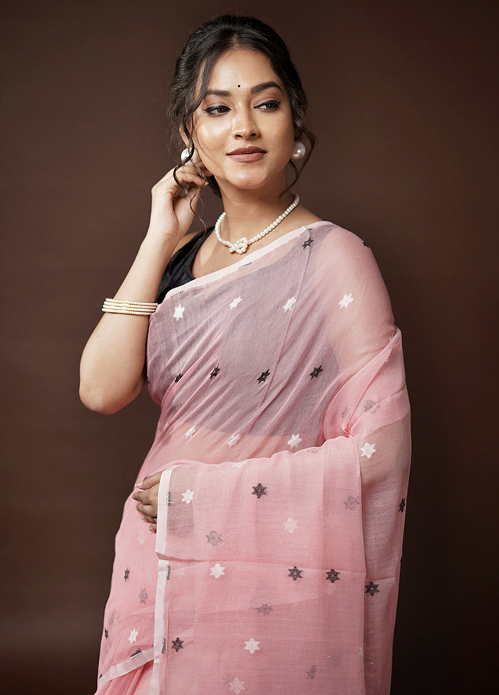 Pink Tant Jamdani Saree Without Blouse Piece - Indian Silk House Agencies