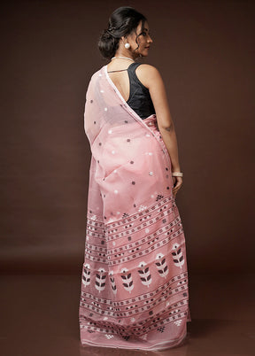 Pink Tant Jamdani Saree Without Blouse Piece - Indian Silk House Agencies