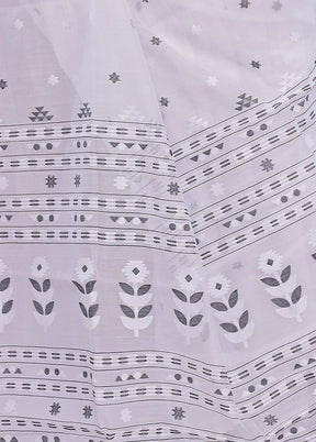 White Tant Cotton Saree Without Blouse Piece - Indian Silk House Agencies