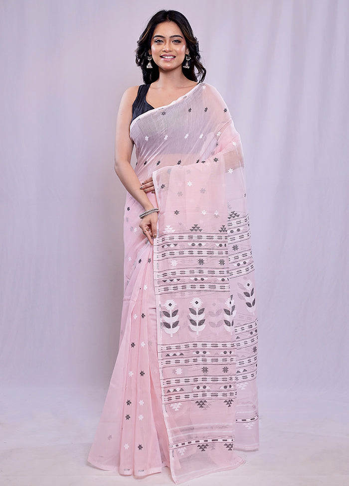 Peach Tant Cotton Saree Without Blouse Piece - Indian Silk House Agencies