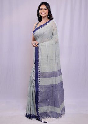 Green Khadi Cotton Saree With Blouse Piece - Indian Silk House Agencies