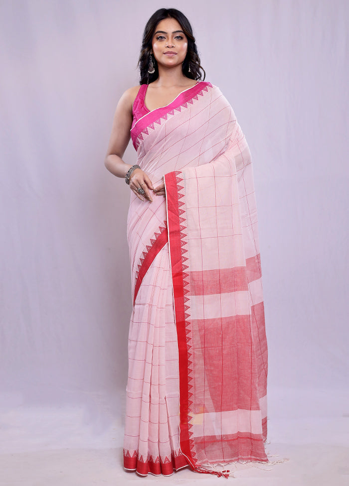 Pink Khadi Cotton Saree With Blouse Piece - Indian Silk House Agencies