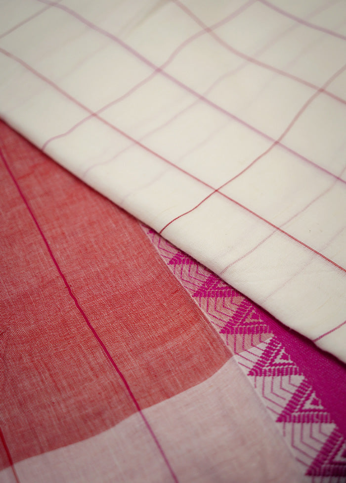 White Cotton Saree With Blouse Piece