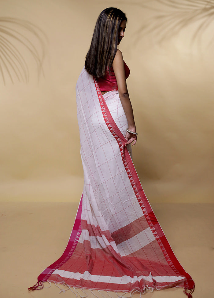 White Cotton Saree With Blouse Piece