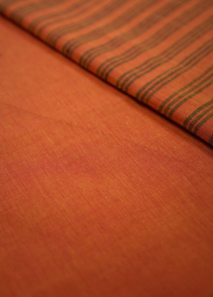 Orange Cotton Saree With Blouse Piece