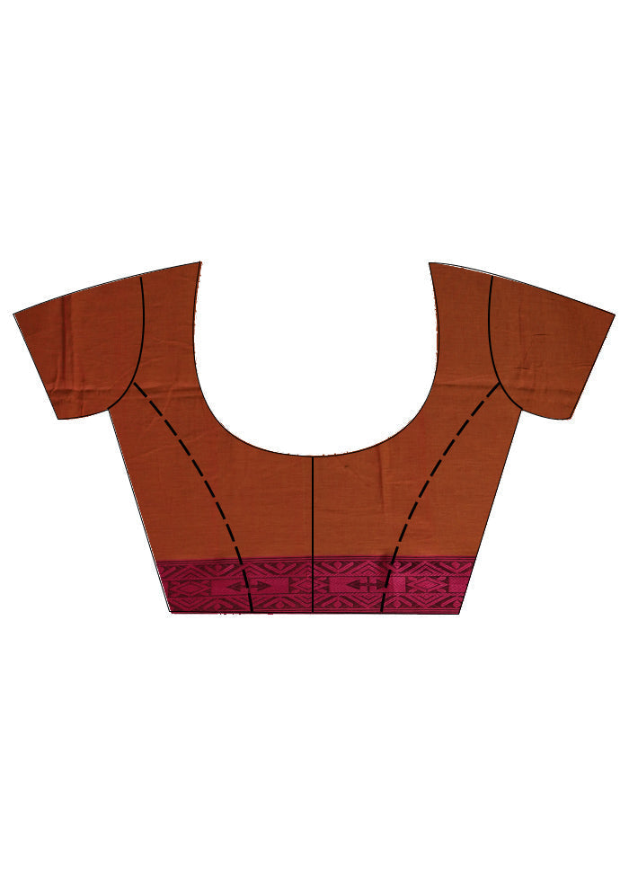 Orange Cotton Saree With Blouse Piece