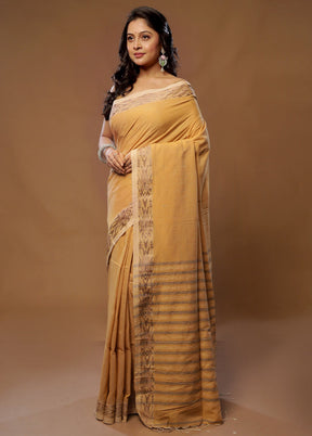 Yellow Khadi Cotton Saree With Blouse Piece - Indian Silk House Agencies