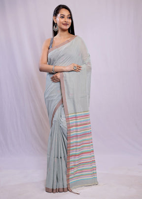 Green Khadi Cotton Saree With Blouse Piece - Indian Silk House Agencies