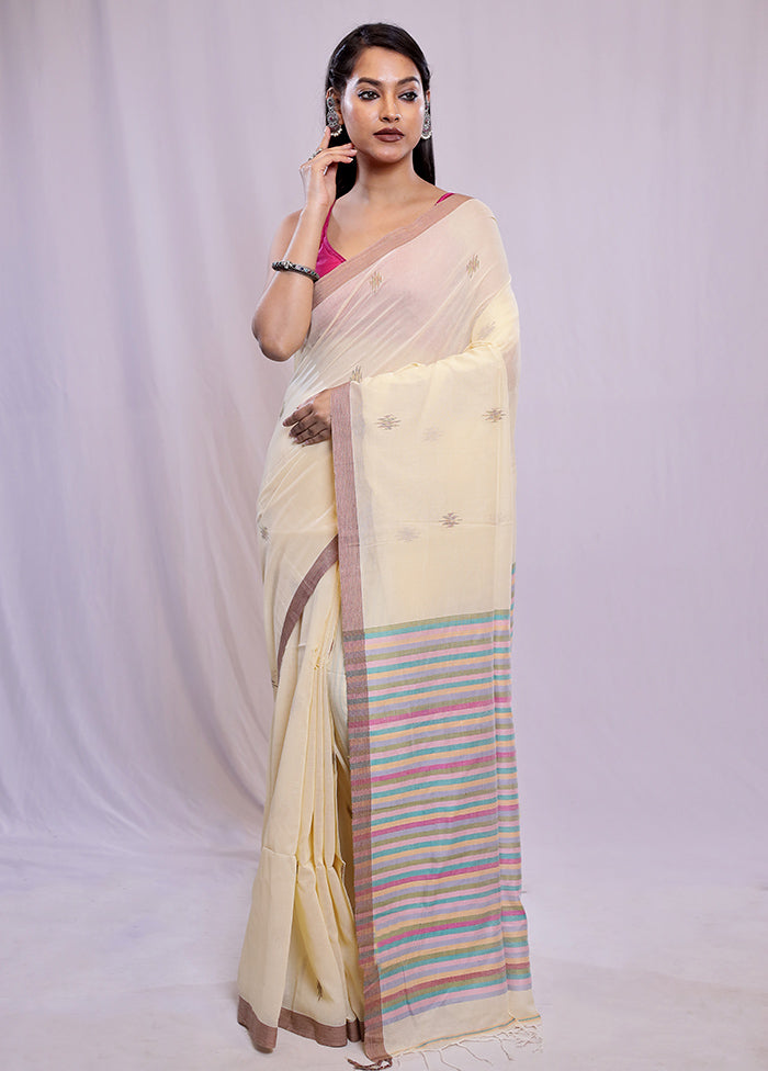 Yellow Khadi Cotton Saree With Blouse Piece - Indian Silk House Agencies