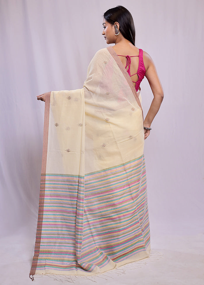 Yellow Khadi Cotton Saree With Blouse Piece - Indian Silk House Agencies