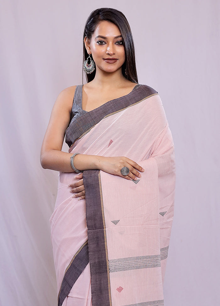 Pink Khadi Cotton Saree With Blouse Piece - Indian Silk House Agencies