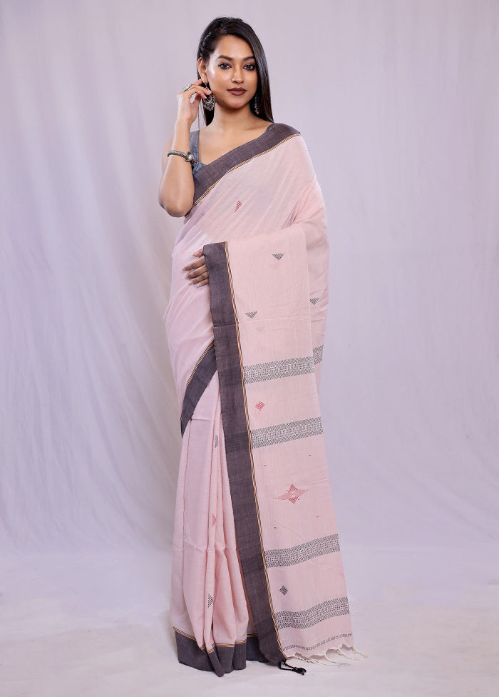 Pink Khadi Cotton Saree With Blouse Piece - Indian Silk House Agencies