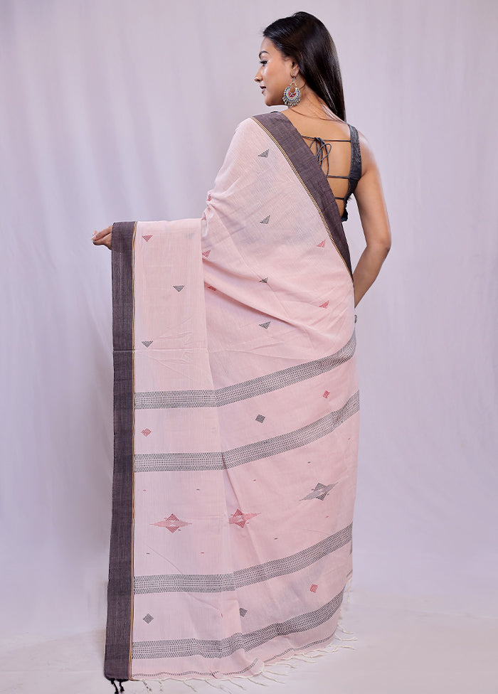 Pink Khadi Cotton Saree With Blouse Piece - Indian Silk House Agencies