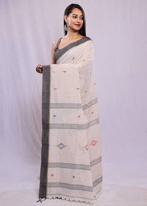 Cream Khadi Cotton Saree With Blouse Piece - Indian Silk House Agencies