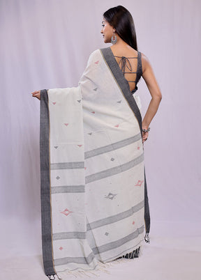 Cream Khadi Cotton Saree With Blouse Piece - Indian Silk House Agencies