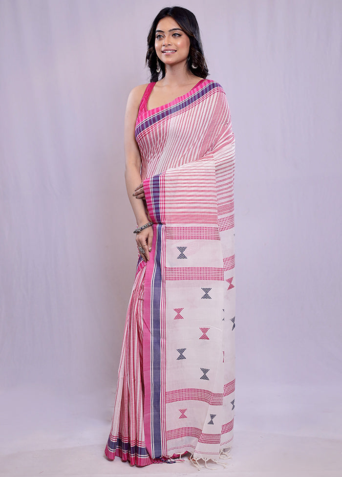 Cream Khadi Cotton Saree With Blouse Piece - Indian Silk House Agencies