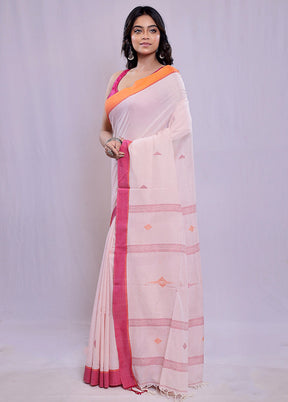 Peach Khadi Cotton Saree With Blouse Piece - Indian Silk House Agencies