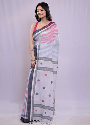 Cream Khadi Cotton Saree With Blouse Piece - Indian Silk House Agencies