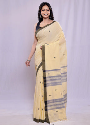 Yellow Khadi Cotton Saree With Blouse Piece - Indian Silk House Agencies