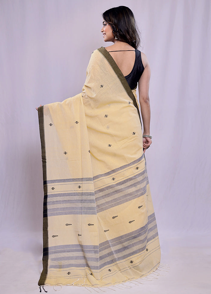 Yellow Khadi Cotton Saree With Blouse Piece - Indian Silk House Agencies