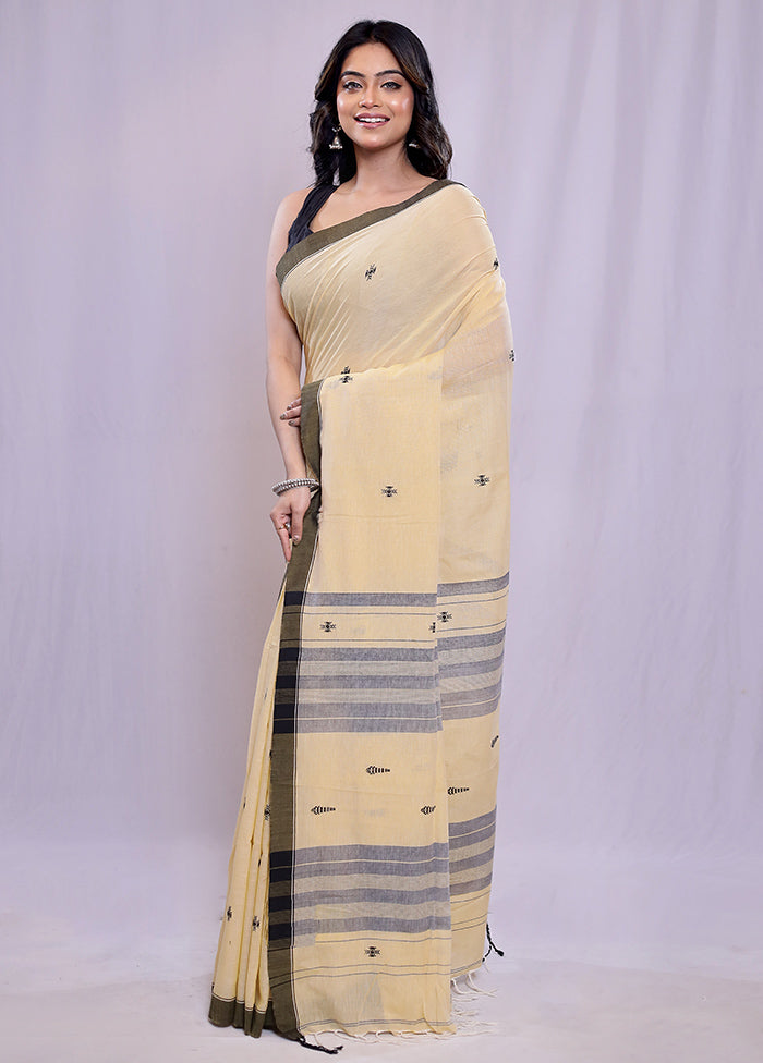 Yellow Khadi Cotton Saree With Blouse Piece - Indian Silk House Agencies