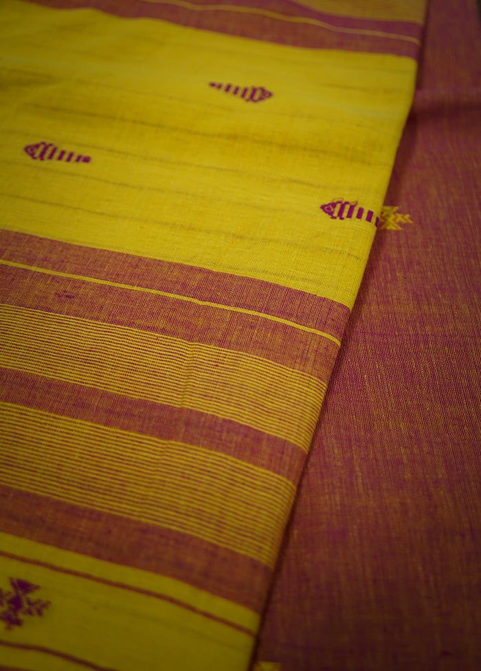 Orange Khadi Cotton Saree With Blouse Piece - Indian Silk House Agencies