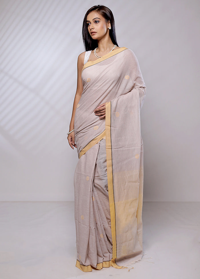 Cream Khaddi Banarasi Silk Saree With Blouse Piece