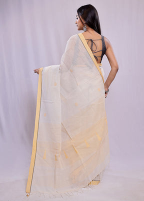 Cream Khadi Cotton Saree With Blouse Piece - Indian Silk House Agencies