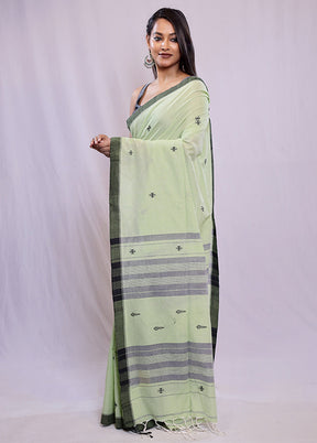 Green Khadi Cotton Saree With Blouse Piece - Indian Silk House Agencies