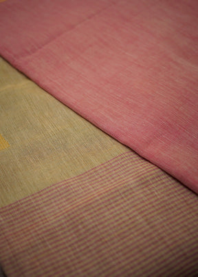 Pink Khadi Cotton Saree Without Blouse Piece - Indian Silk House Agencies