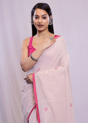 Pink Khadi Cotton Saree With Blouse Piece - Indian Silk House Agencies