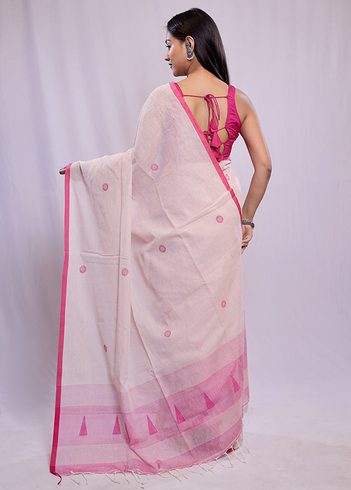 Pink Khadi Cotton Saree With Blouse Piece - Indian Silk House Agencies