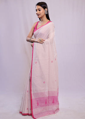 Pink Khadi Cotton Saree With Blouse Piece - Indian Silk House Agencies