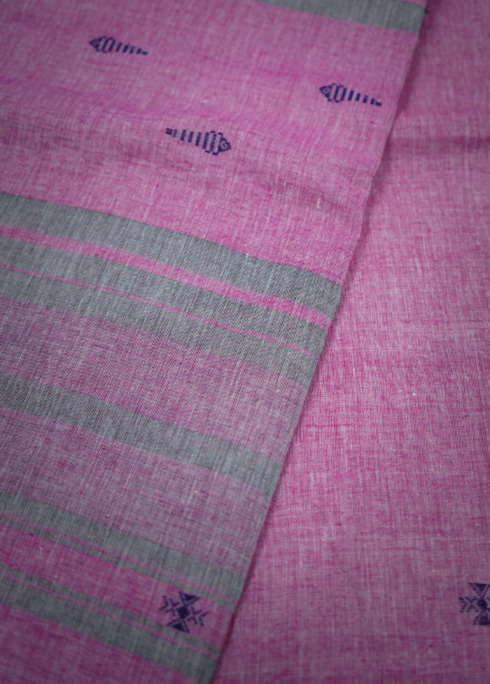 Pink Khadi Cotton Saree With Blouse Piece - Indian Silk House Agencies