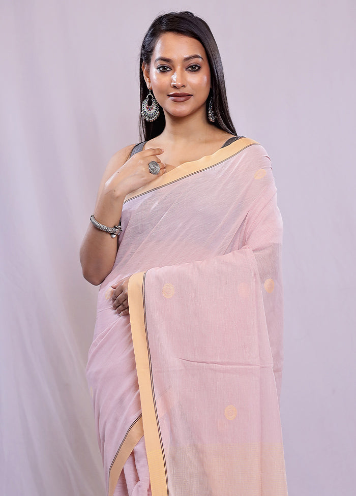 Pink Khadi Cotton Saree With Blouse Piece - Indian Silk House Agencies