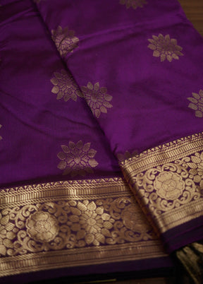 Purple Kanjivaram Silk Saree With Blouse Piece - Indian Silk House Agencies