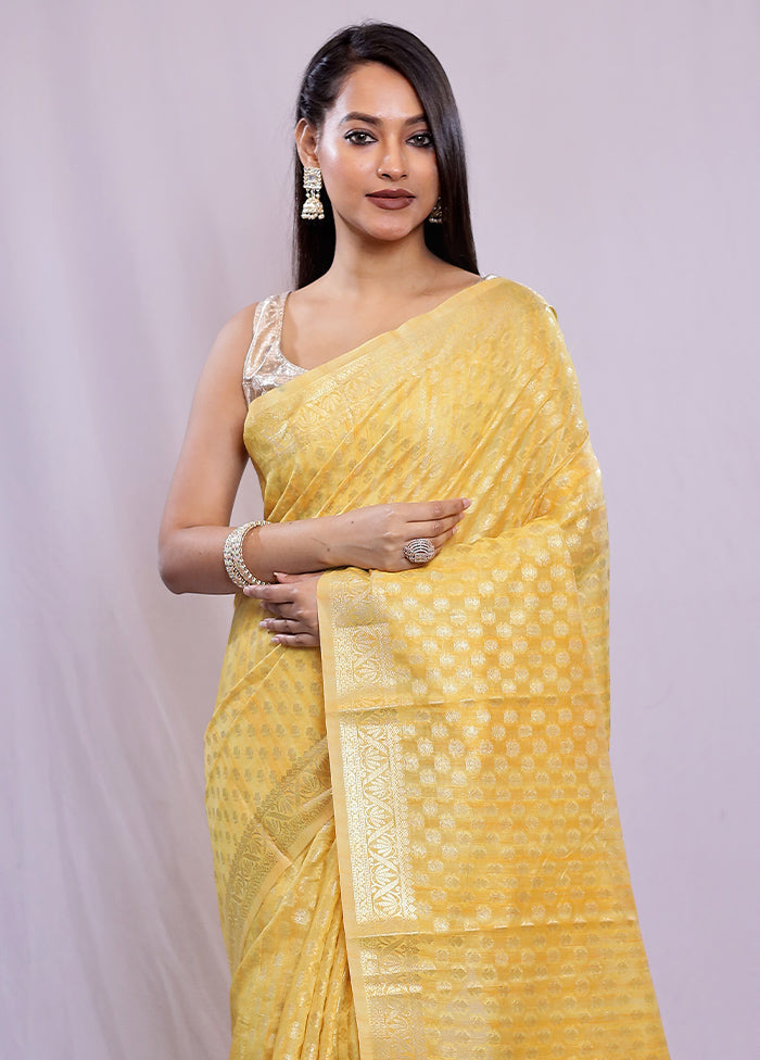 Yellow Cotton Saree With Blouse Piece - Indian Silk House Agencies