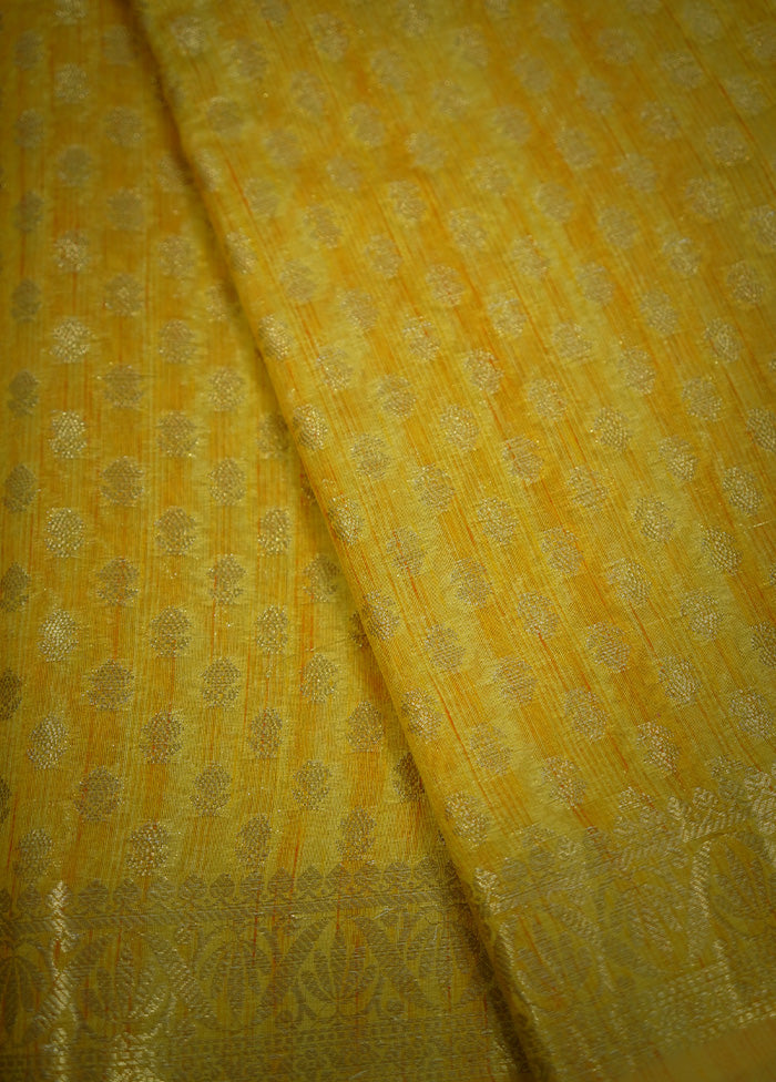 Yellow Cotton Saree With Blouse Piece - Indian Silk House Agencies