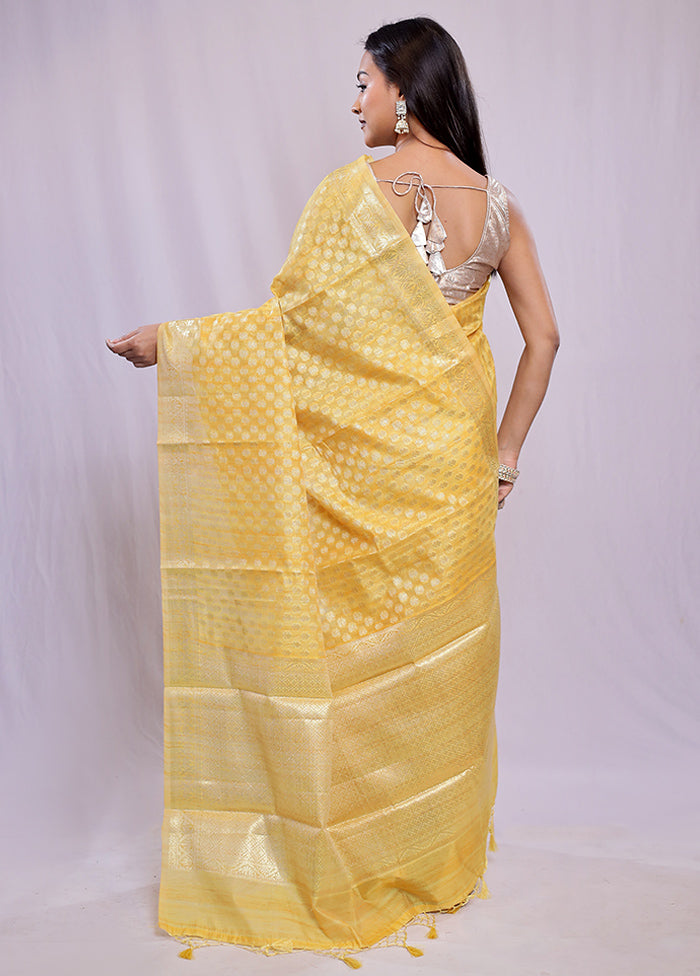 Yellow Cotton Saree With Blouse Piece - Indian Silk House Agencies