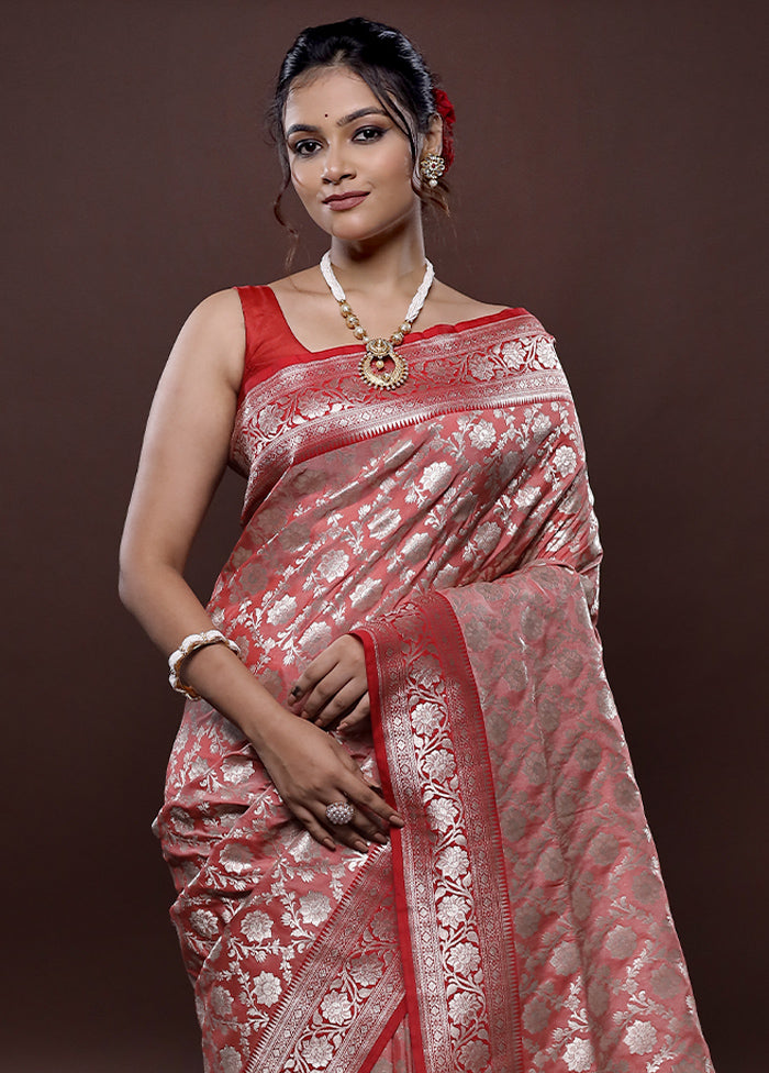 Pink Uppada Silk Saree Without Blouse Piece - Indian Silk House Agencies