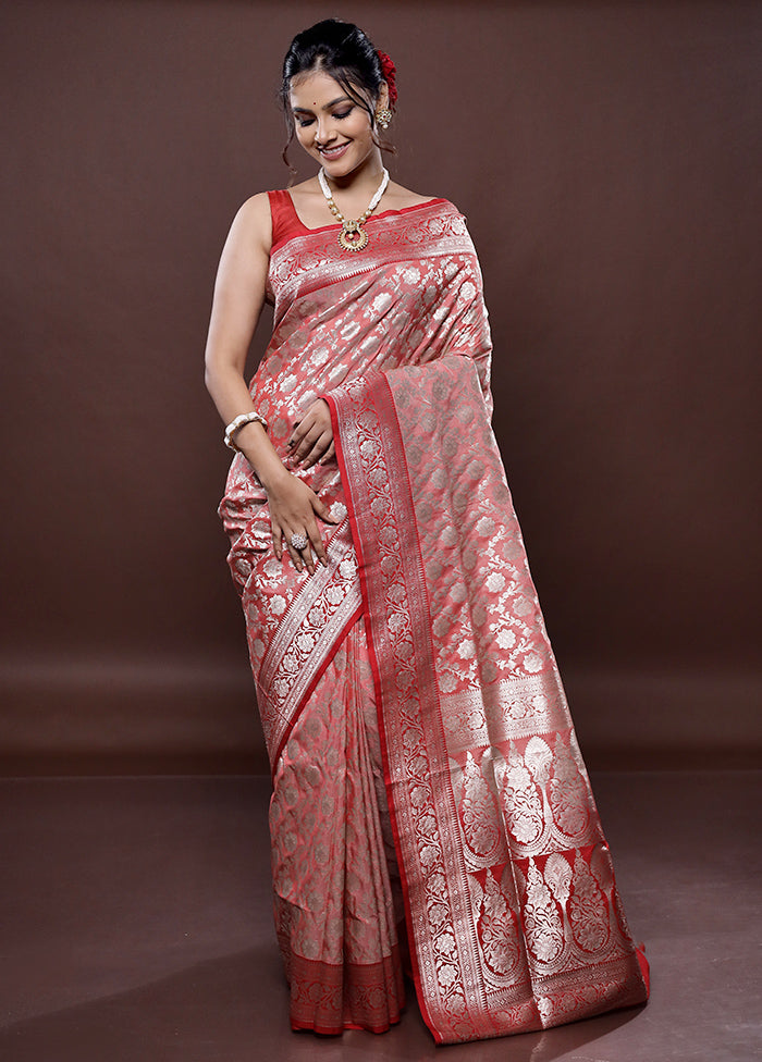 Pink Uppada Silk Saree Without Blouse Piece - Indian Silk House Agencies