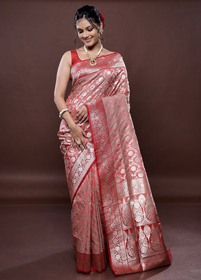 Pink Uppada Silk Saree Without Blouse Piece - Indian Silk House Agencies