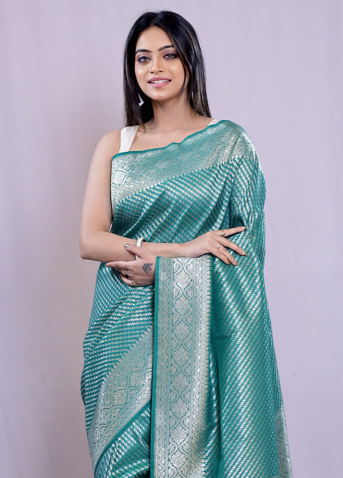 Green Uppada Silk Saree With Blouse Piece - Indian Silk House Agencies