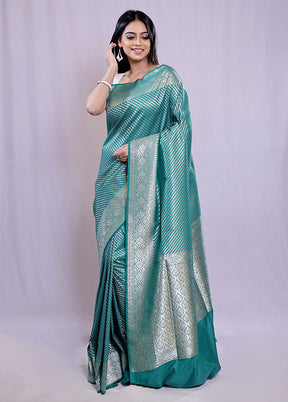 Green Uppada Silk Saree With Blouse Piece - Indian Silk House Agencies