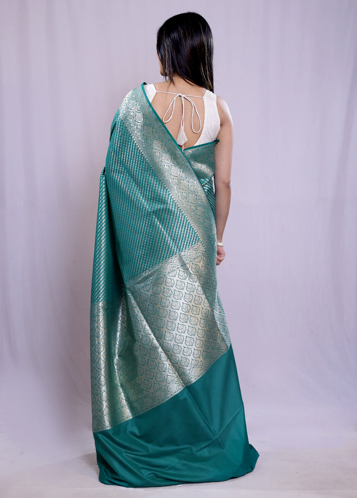 Green Uppada Silk Saree With Blouse Piece - Indian Silk House Agencies