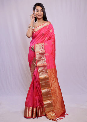 Pink Kanjivaram Silk Saree With Blouse Piece - Indian Silk House Agencies