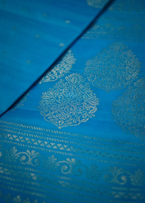 Blue Kanjivaram Pure Silk Saree With Blouse Piece - Indian Silk House Agencies