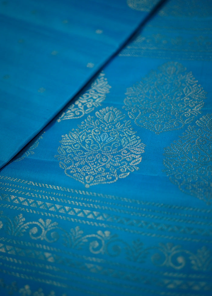 Blue Kanjivaram Pure Silk Saree With Blouse Piece - Indian Silk House Agencies