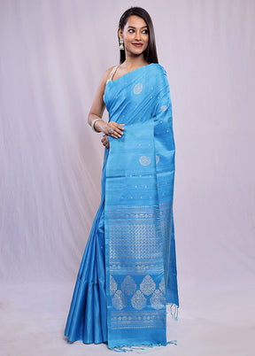 Blue Kanjivaram Pure Silk Saree With Blouse Piece - Indian Silk House Agencies